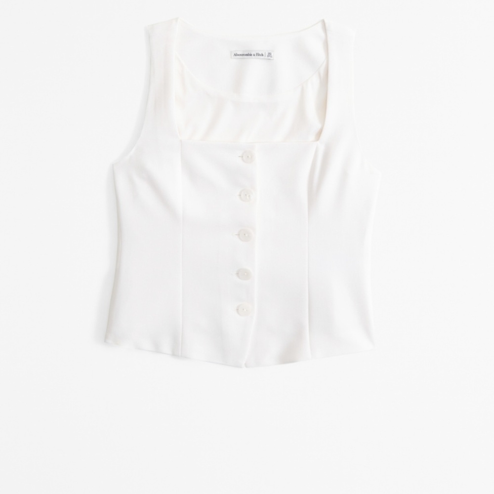 A&F Mara square neck tailored vest - ivory